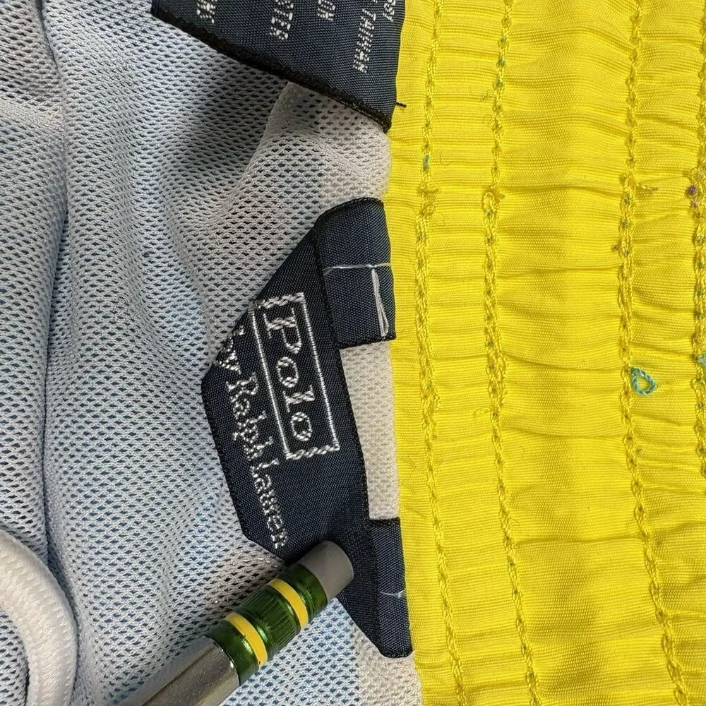 Vintage Polo Ralph Lauren Swim Trunks Shorts Mens XL Blue Yellow Pony Mesh Lined